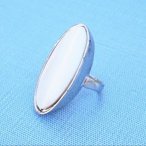 Massive Silver Mother of Pearl Statement Ring (Size 8)